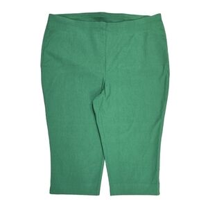 Chico's Kelly Green Pull On Capri Pants Mid Rise Stretch Lightweight